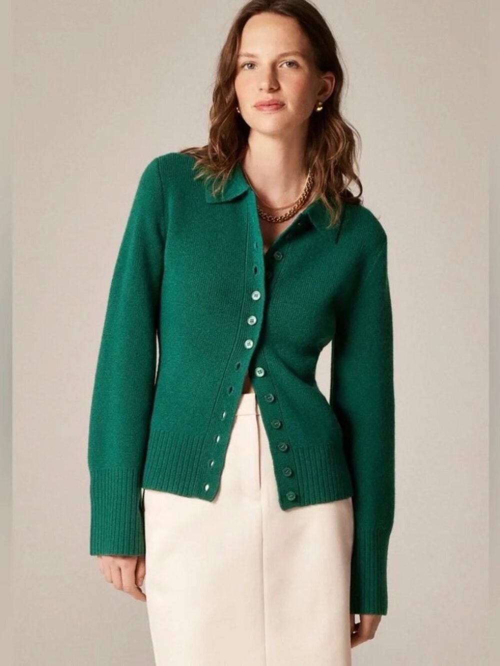 J.Crew 100% LambsWool Milano-stitch cinched-waist cardi in XS
